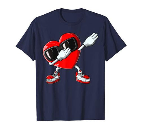 Dabbing Heart Valentines Day Boys Kids Love Dab Dance Gifts T-Shirt