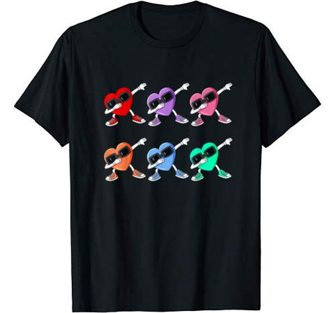 Dabbing Hearts Valentines Day Funny Boys Girl Kids T-Shirt
