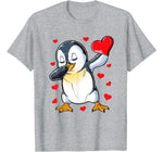 Dabbing Penguin Heart Valentines Day Boys Girls Bird Lover T-Shirt