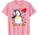 Dabbing Penguin Heart Valentines Day Boys Girls Bird Lover T-Shirt