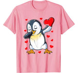 Dabbing Penguin Heart Valentines Day Boys Girls Bird Lover T-Shirt