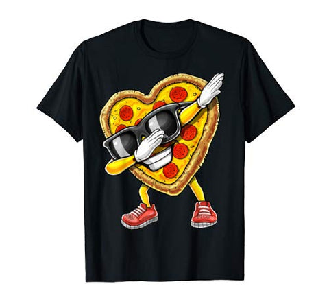 Dabbing Pizza Valentine’s Day Pizza Heart Love Gift for Kids T-Shirt