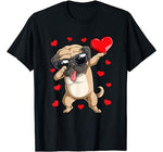 Dabbing Pug Heart Valentines Day Boys Kids Love Dog Lover T-Shirt