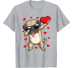 Dabbing Pug Heart Valentines Day Boys Kids Love Dog Lover T-Shirt