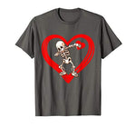 Dabbing Skeleton Valentine Day Love Heart Glasses Boys Mens T-Shirt