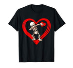 Dabbing Skeleton Valentine Day Love Heart Glasses Boys Mens T-Shirt