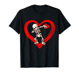 Dabbing Skeleton Valentine Day Love Heart Glasses Boys Mens T-Shirt
