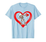 Dabbing Skeleton Valentine Day Love Heart Glasses Boys Mens T-Shirt