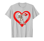 Dabbing Skeleton Valentine Day Love Heart Glasses Boys Mens T-Shirt
