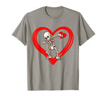 Dabbing Skeleton Valentine Day Love Heart Glasses Boys Mens T-Shirt