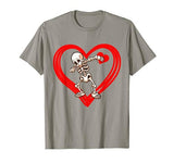 Dabbing Skeleton Valentine Day Love Heart Glasses Boys Mens T-Shirt