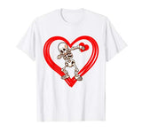 Dabbing Skeleton Valentine Day Love Heart Glasses Boys Mens T-Shirt