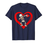Dabbing Skeleton Valentine Day Love Heart Glasses Boys Mens T-Shirt