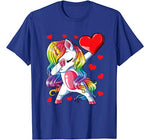 Dabbing Unicorn Heart Valentines Day Girls Kids Rainbow Gift T-Shirt