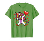 Dabbing Unicorn Sunglasses Valentine’s Day Heart Girls Boys T-Shirt