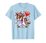 Dabbing Unicorn Sunglasses Valentine’s Day Heart Girls Boys T-Shirt