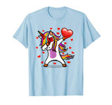 Dabbing Unicorn Sunglasses Valentine’s Day Heart Girls Boys T-Shirt