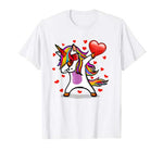 Dabbing Unicorn Sunglasses Valentine’s Day Heart Girls Boys T-Shirt