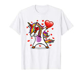 Dabbing Unicorn Sunglasses Valentine’s Day Heart Girls Boys T-Shirt
