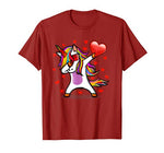Dabbing Unicorn Sunglasses Valentine’s Day Heart Girls Boys T-Shirt
