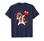 Dabbing Unicorn Sunglasses Valentine’s Day Heart Girls Boys T-Shirt