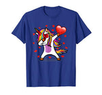 Dabbing Unicorn Sunglasses Valentine’s Day Heart Girls Boys T-Shirt