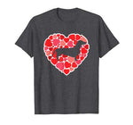 Dachshund Shirt For Dog Lovers Love Heart Valentine’s Day T-Shirt
