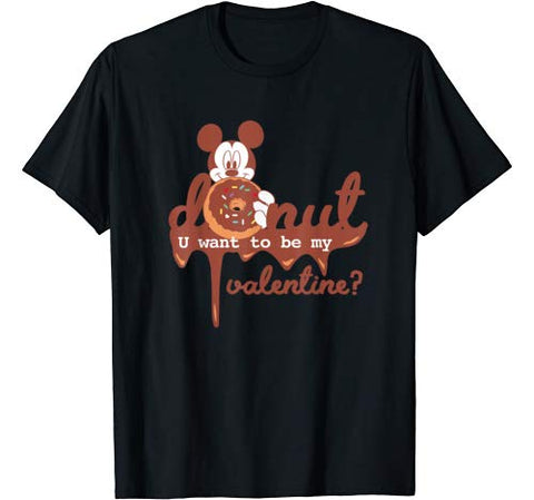 Disney Mickey Mouse Donut U Want to be my Valentine T-Shirt