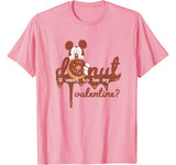 Disney Mickey Mouse Donut U Want to be my Valentine T-Shirt