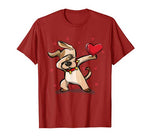 Funny Dabbing Dog Heart Valentine’s Day Gift Boys Girls Kids T-Shirt