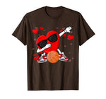 Funny Dabbing Heart Basketball Lover Player Dance Valentines T-Shirt