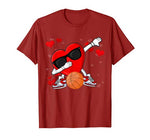 Funny Dabbing Heart Basketball Lover Player Dance Valentines T-Shirt