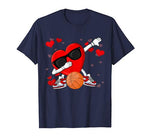 Funny Dabbing Heart Basketball Lover Player Dance Valentines T-Shirt