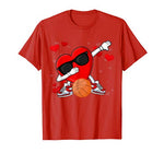 Funny Dabbing Heart Basketball Lover Player Dance Valentines T-Shirt