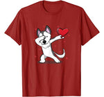 Funny Dabbing Husky Heart Valentine’s Day Gift Boys Girls T-Shirt
