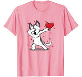 Funny Dabbing Husky Heart Valentine’s Day Gift Boys Girls T-Shirt