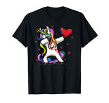 Funny Dabbing Unicorn Heart Valentine’s Day Gift Boys Girls T-Shirt