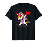 Funny Dabbing Unicorn Heart Valentine’s Day Gift Boys Girls T-Shirt
