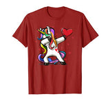 Funny Dabbing Unicorn Heart Valentine’s Day Gift Boys Girls T-Shirt