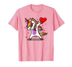 Funny Dabbing Unicorn Heart Valentine’s Day Gift Boys Girls T-Shirt