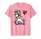 Funny Dabbing Unicorn Heart Valentine’s Day Gift Boys Girls T-Shirt