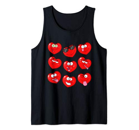 Funny Heart Emojis Love Valentines Day date Gift For Her Him Tank Top