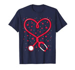Funny Nurse Valentine’s Day Heart Stethoscope Shirt Gift Tee