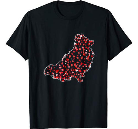 Funny Pomeranian Dog Silhouette Heart Valentines Day Lovers T-Shirt