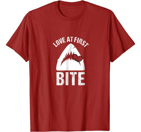 Funny Shark Valentine’s Day Shirt  Love at First Bite Gift