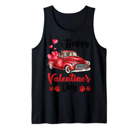 German Shorthaired Pointer Dog Red Truck Valentine’s Day Tank Top
