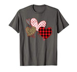 Girls Valentines Day Shirts Hearts Love Leopard Plaid Kids T-Shirt