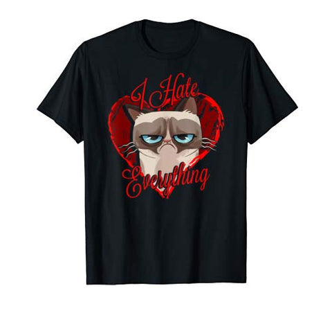 Grumpy Cat Hates Everything Heart Valentine’s Day T-Shirt