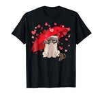 Grumpy Cat Raining Hearts Valentine’s Day Graphic T-Shirt