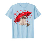 Grumpy Cat Raining Hearts Valentine’s Day Graphic T-Shirt